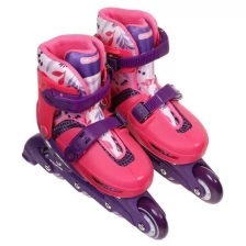 ONLITOP Роликовые коньки раздвижные, р. 34-37, колеса PVC 64 мм, пластик. рама, цвет розовый/фиолет